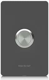 Silver PUSH TO EXIT button by the door