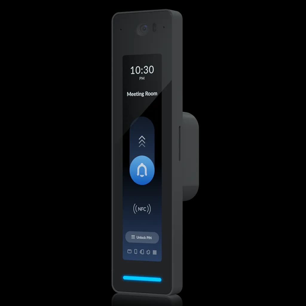 UniFi access reader mounted by the studio door